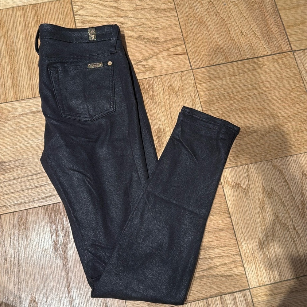 7 for all mankind black skinny “gummy” jeans